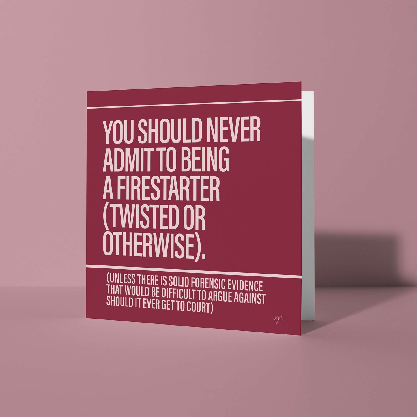 Striped Circle Firestarter greeting card from Alternative Music collection, square blank inside with white envelope