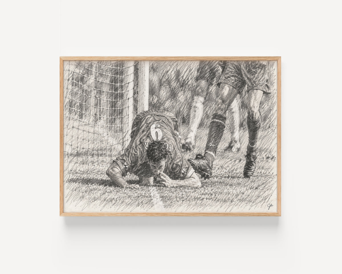 "Grazing Rights" Football Moment Pencil Sketch Print | UK