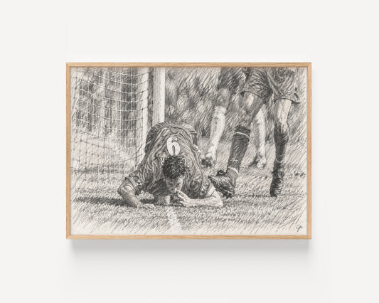 "Grazing Rights" Football Moment Pencil Sketch Print | UK