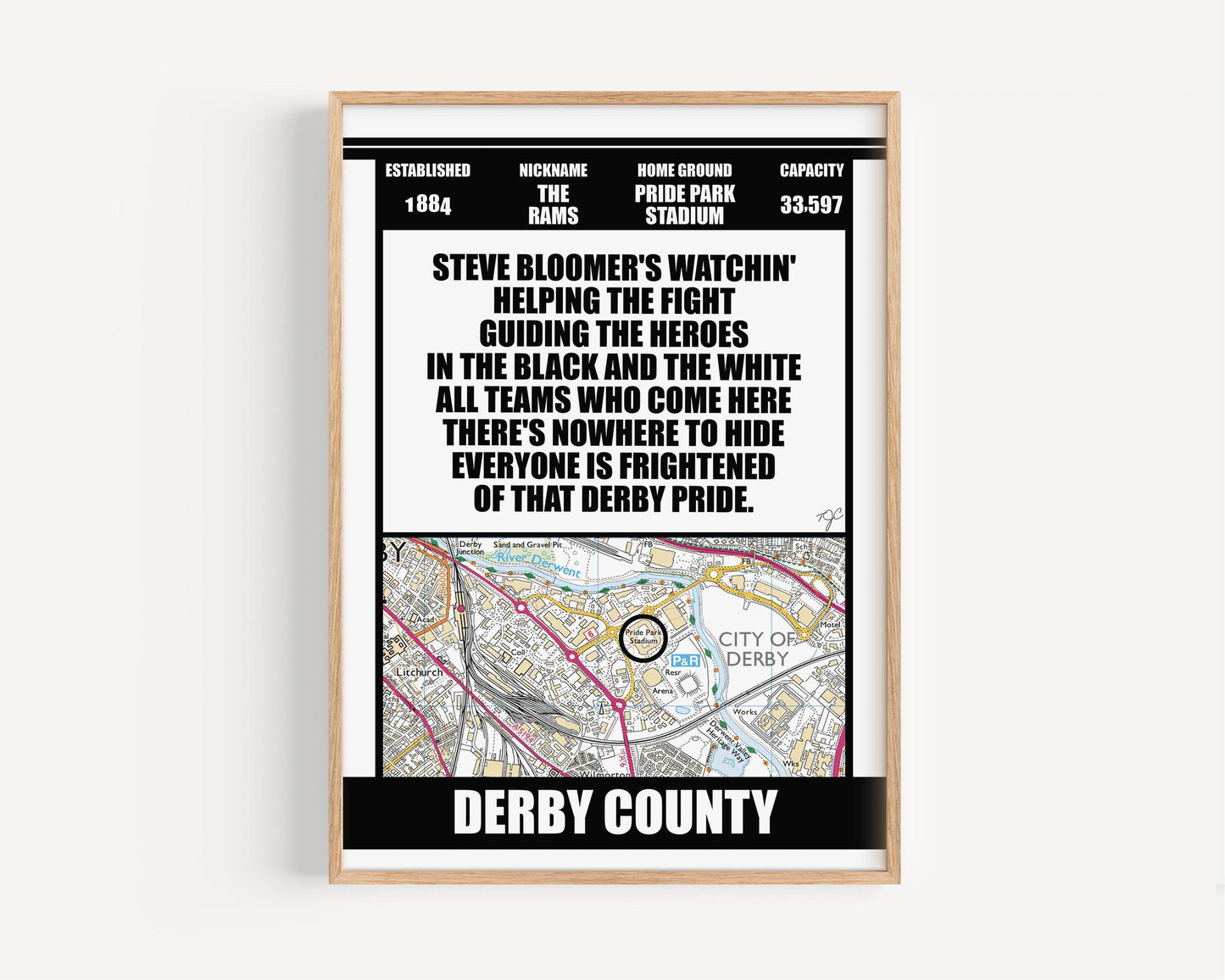 Derby County print - Pride Park stadium
