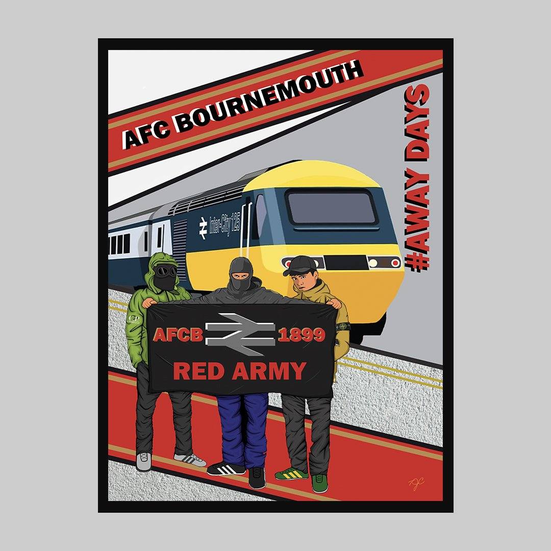 AFC Bournemouth Away Days print - Striped CircleA5 (148mm x 210mm)