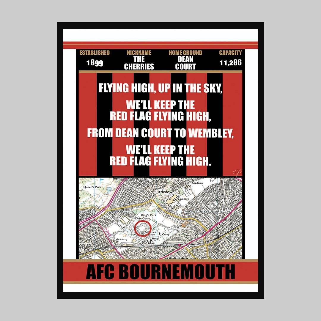 AFC Bournemouth Dean Court stadium print - Striped CircleA5 (148mm x 210mm)