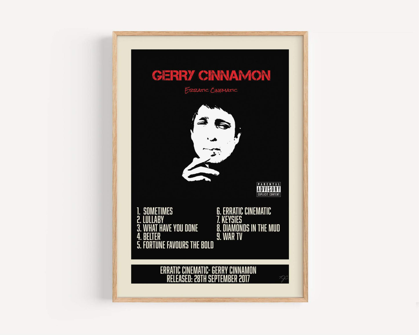 Gerry Cinnamon Erratic Cinematic album print on luxury matte art paper