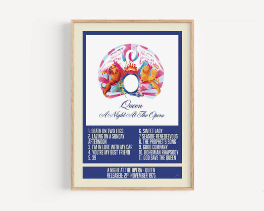 Queen album print - A Night At The Opera on a high quality matte paper