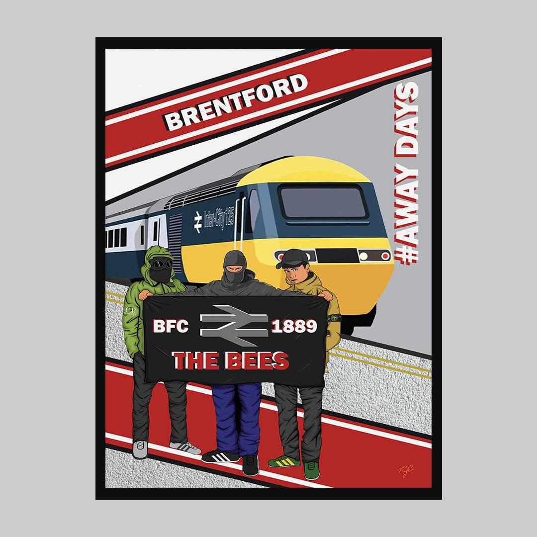 Brentford Away Days print - Striped CircleA5 (148mm x 210mm)