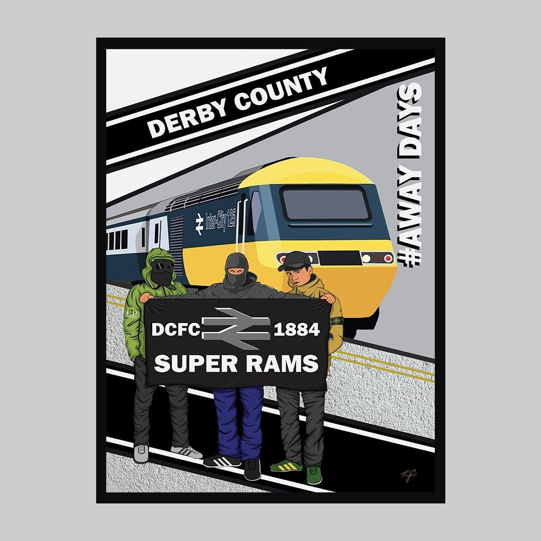 Derby County Away Days print - Striped CircleA5 (148mm x 210mm)