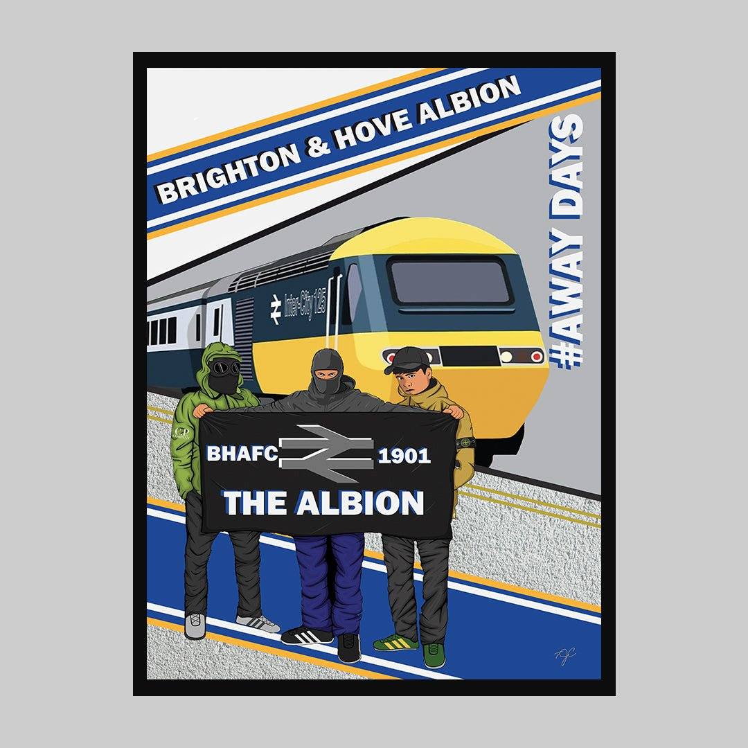 Brighton & Hove Albion Away Days print - Striped CircleA5 (148mm x 210mm)