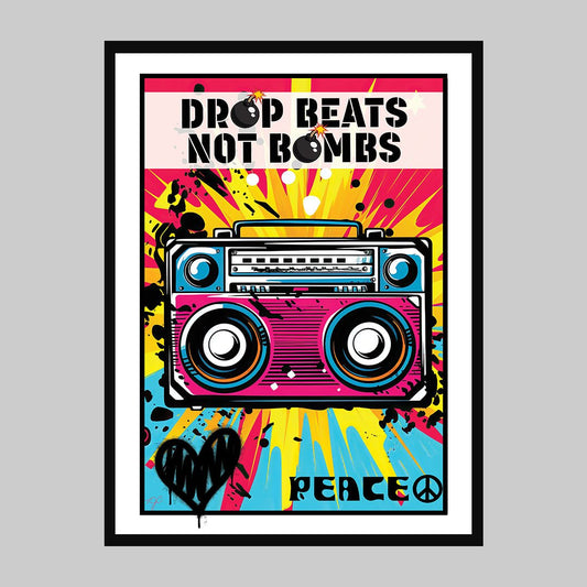 Drop Beats Not Bombs print - Striped CircleA4