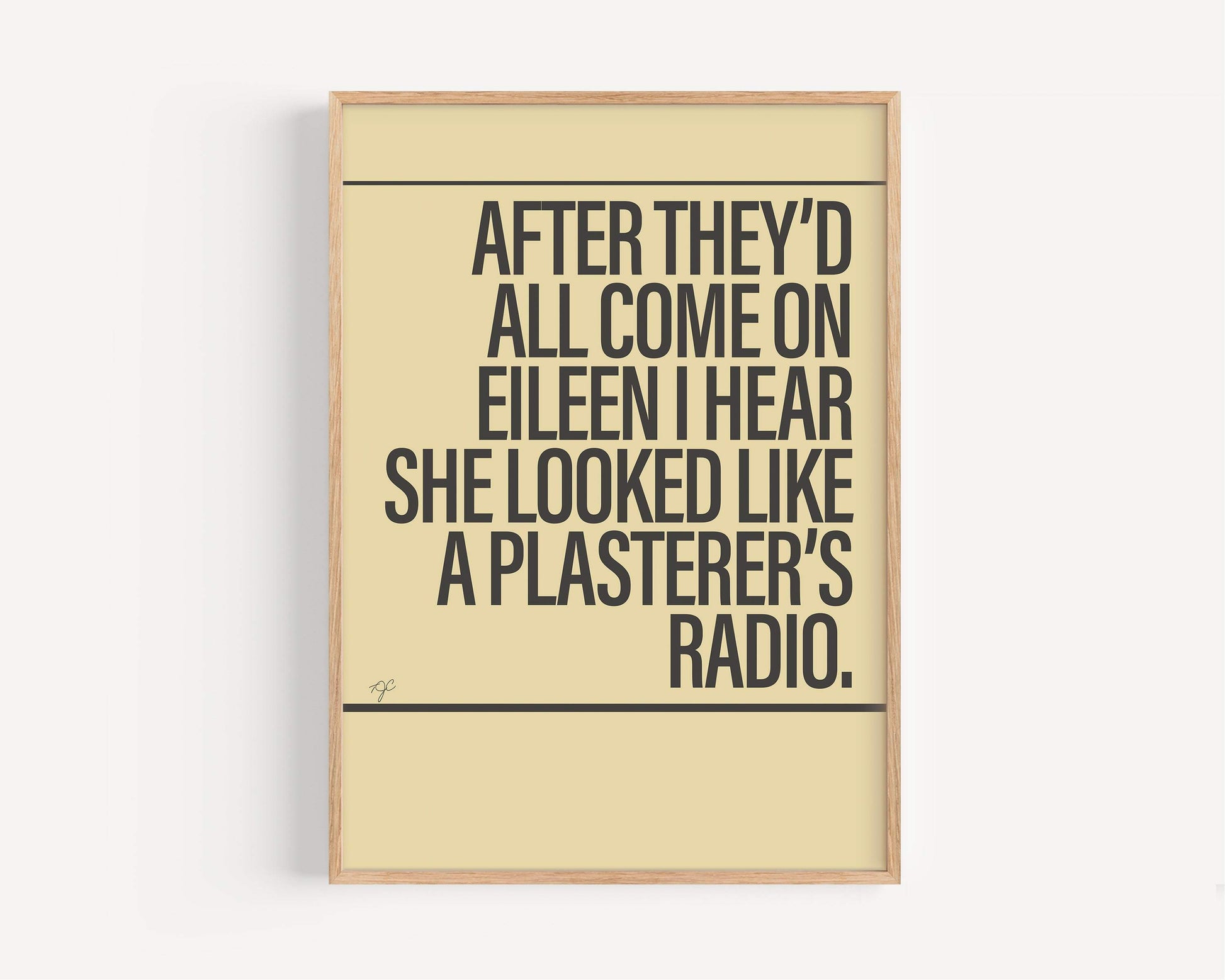Come On Eileen funny print inspired by Dexy's Midnight Runners song, minimalist design, unframed wall art
