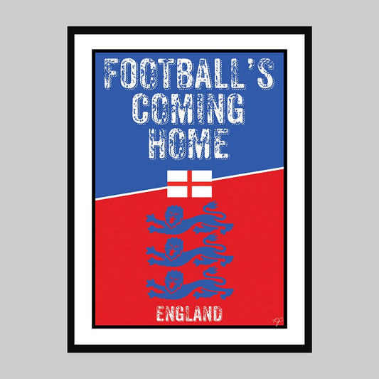 Football's Coming Home - England print - Striped CircleA4