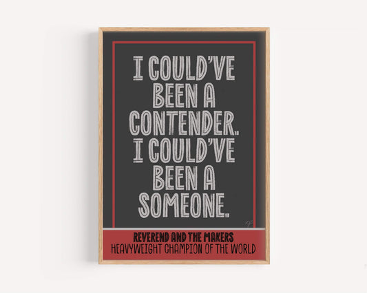 Reverend and the Makers Heavyweight Champion of the World lyric print