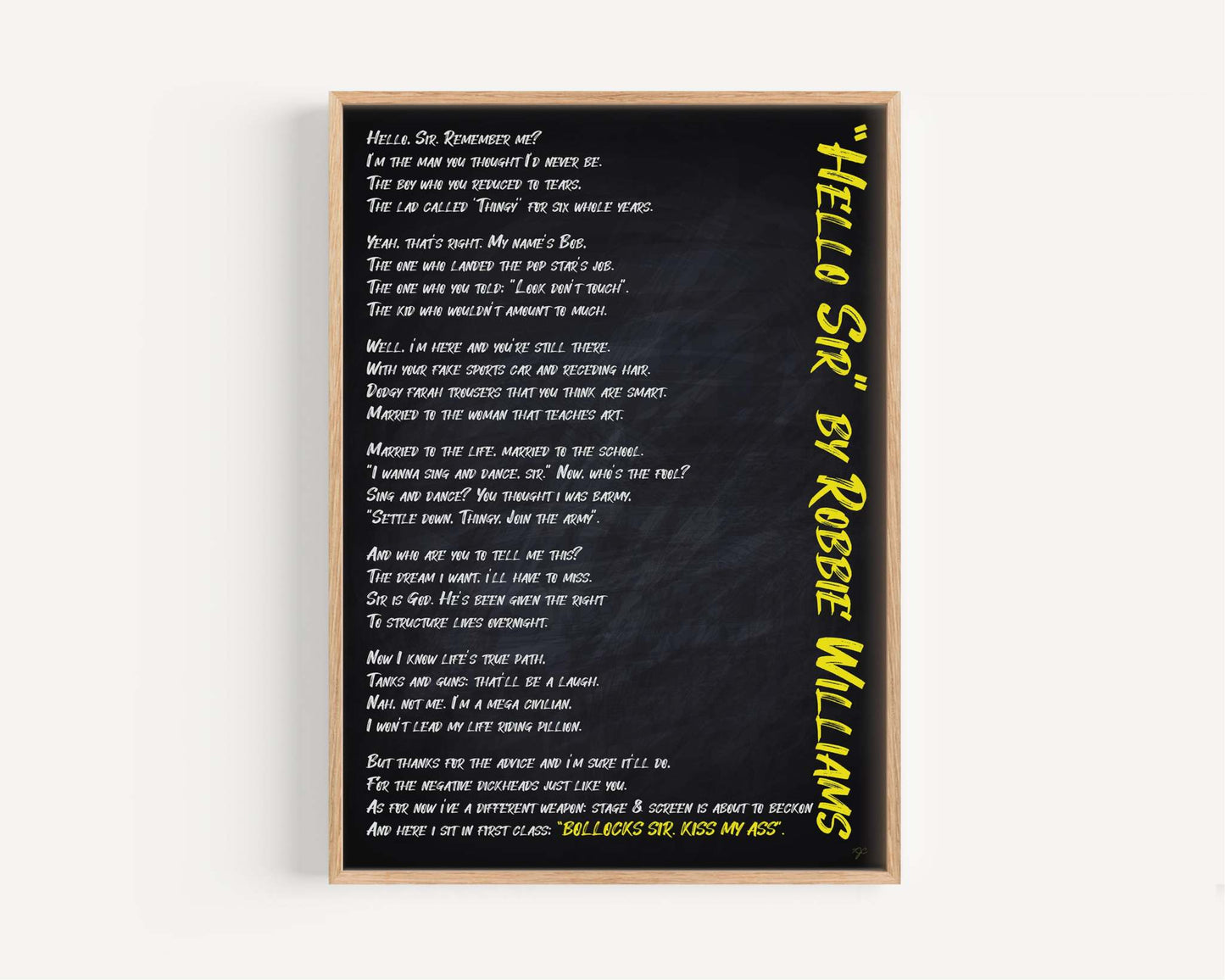 Hello Sir by Robbie Williams - Art Print