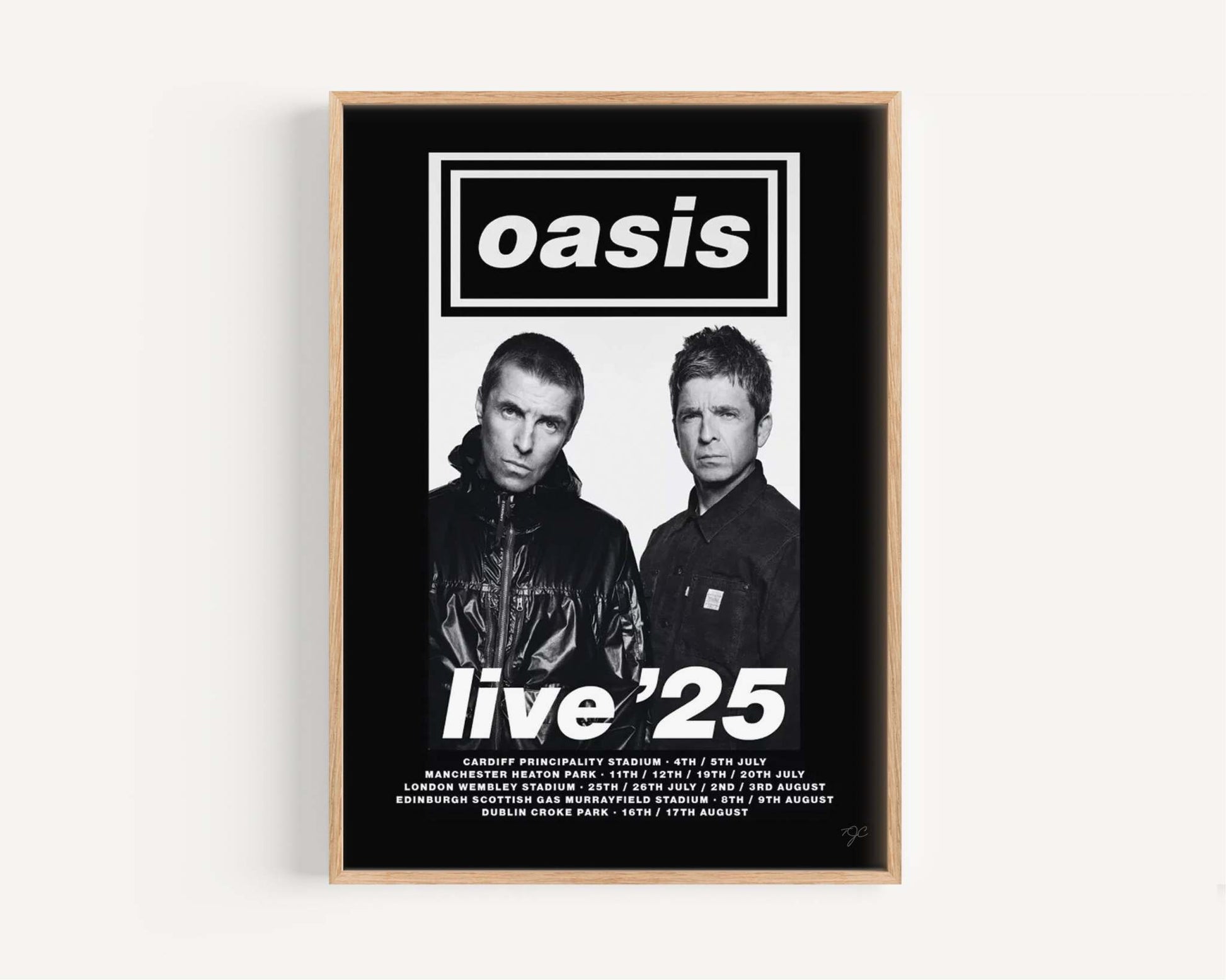 Oasis Live 2025 poster - music print on a luxury matte fine art paper.