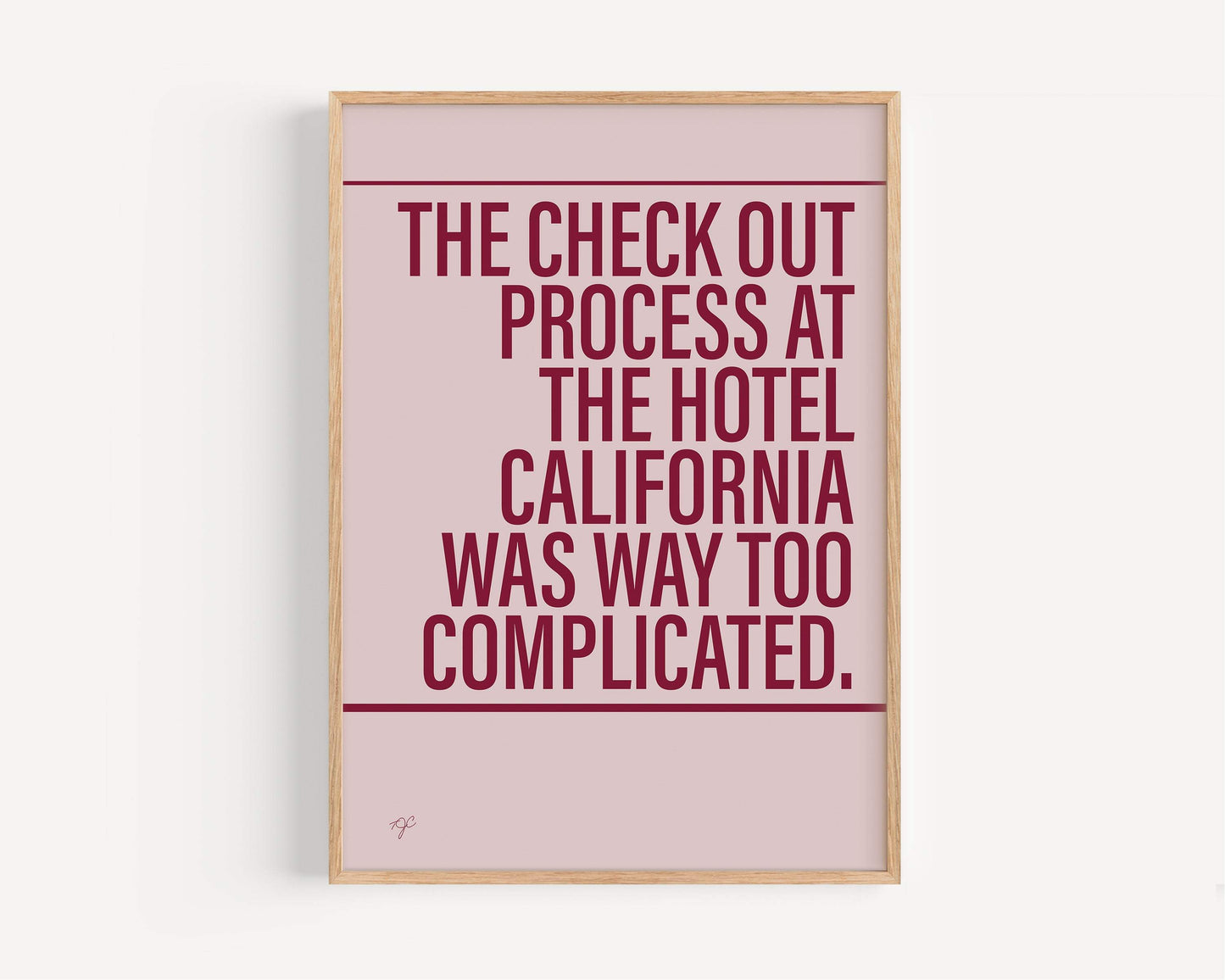 Hotel California Eagles Alternative Lyrics Music Print | Song Lyric Wall Art UK | Striped Circle