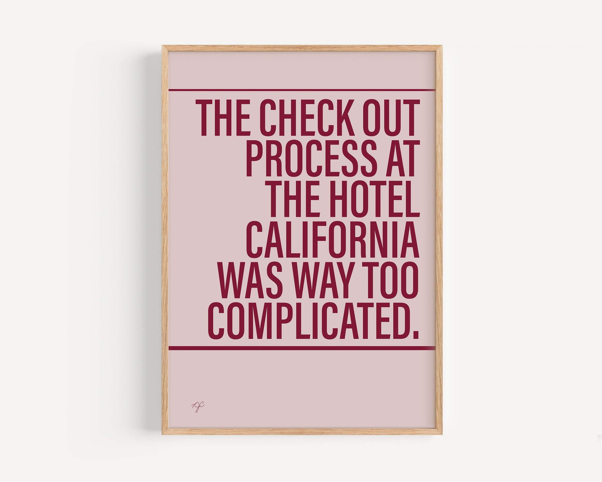 Hotel California Eagles Alternative Lyrics Music Print | Song Lyric Wall Art UK | Striped Circle