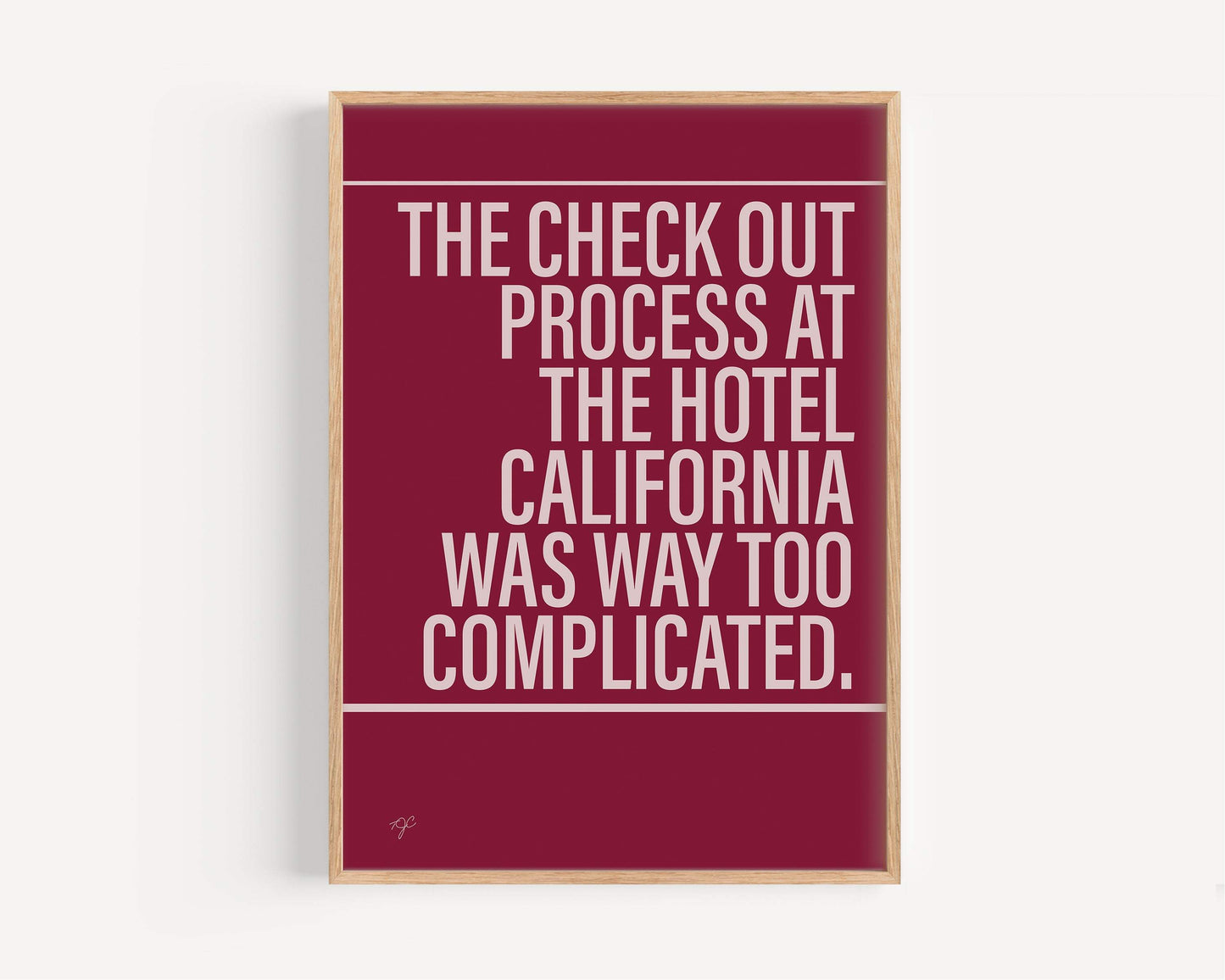 Hotel California Eagles Alternative Lyrics Music Print | Song Lyric Wall Art UK | Striped Circle