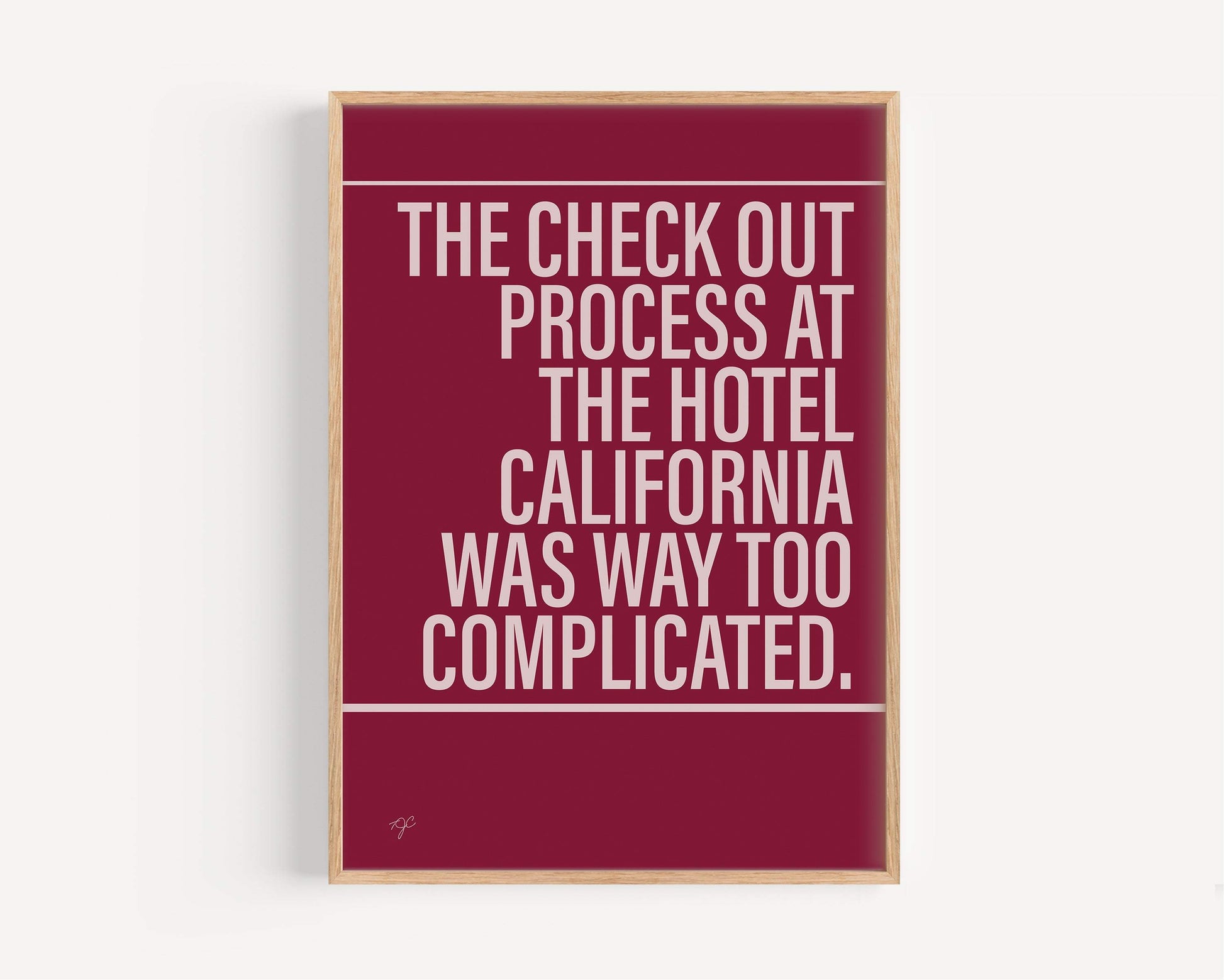 Hotel California Eagles Alternative Lyrics Music Print | Song Lyric Wall Art UK | Striped Circle