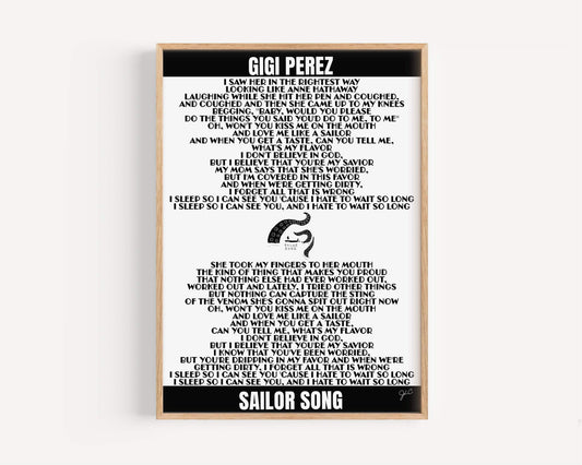 Sailor Song Gigi Perez music print - high quality matte fine art paper