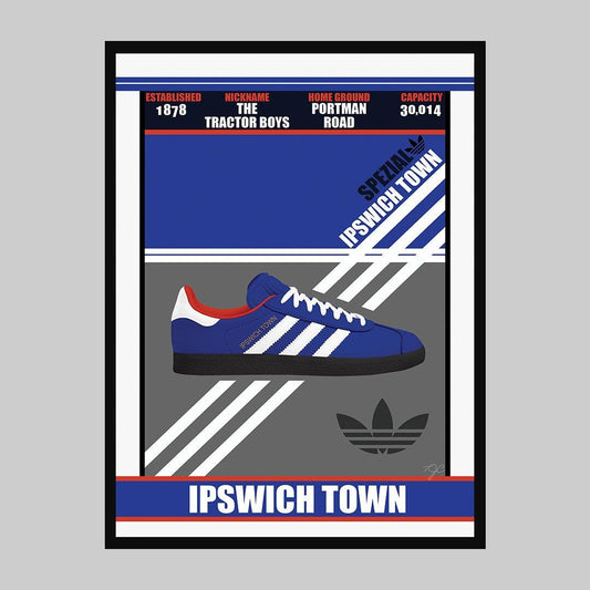 Ipswich Town Spezial trainer print - Striped CircleA5 (148mm x 210mm)