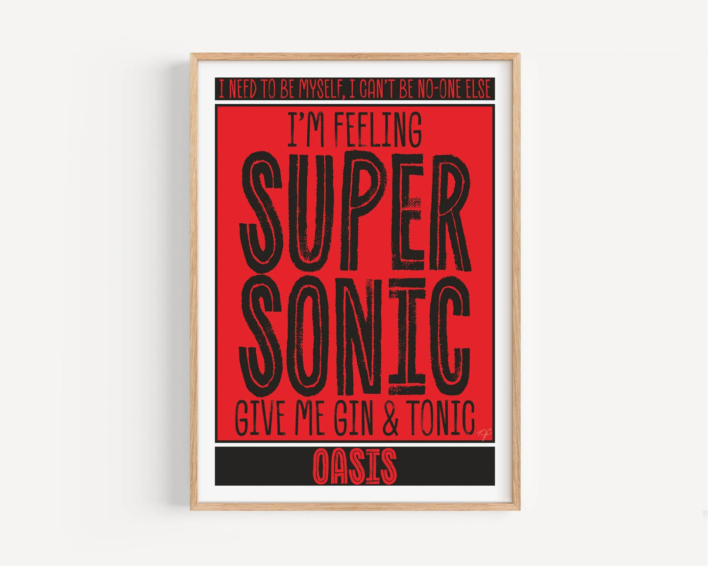 Oasis Supersonic Lyric Print