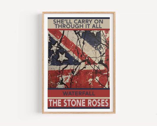 Stone Roses Waterfall Print - Striped Circle