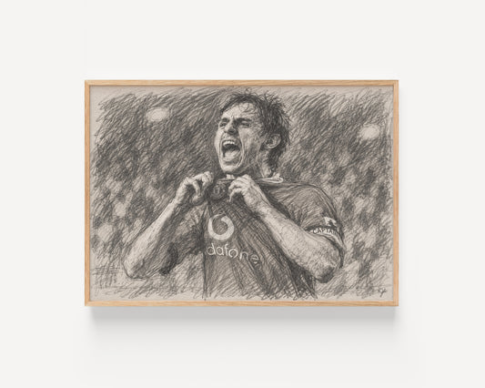 "Kiss the Badge" Football Moment Pencil Sketch Print | UK