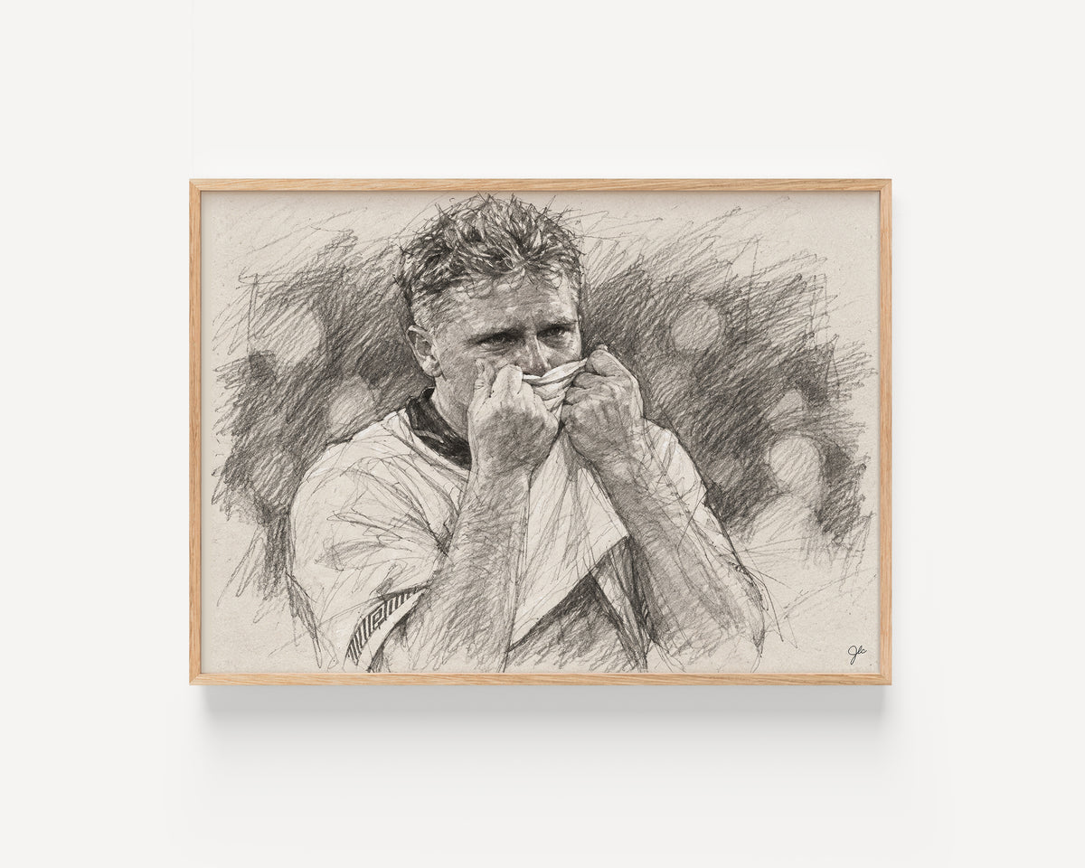 "Tears in Turin" Football Moment Pencil Sketch Print | UK