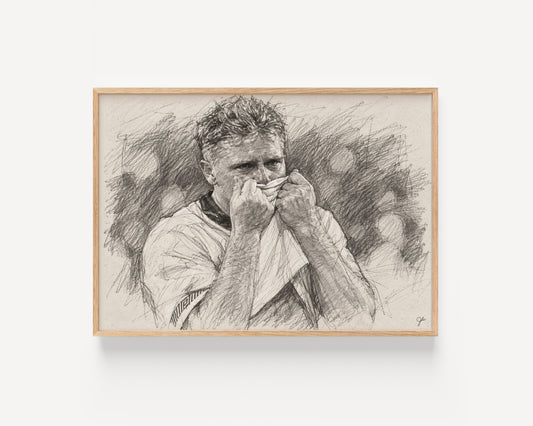 "Tears in Turin" Football Moment Pencil Sketch Print | UK