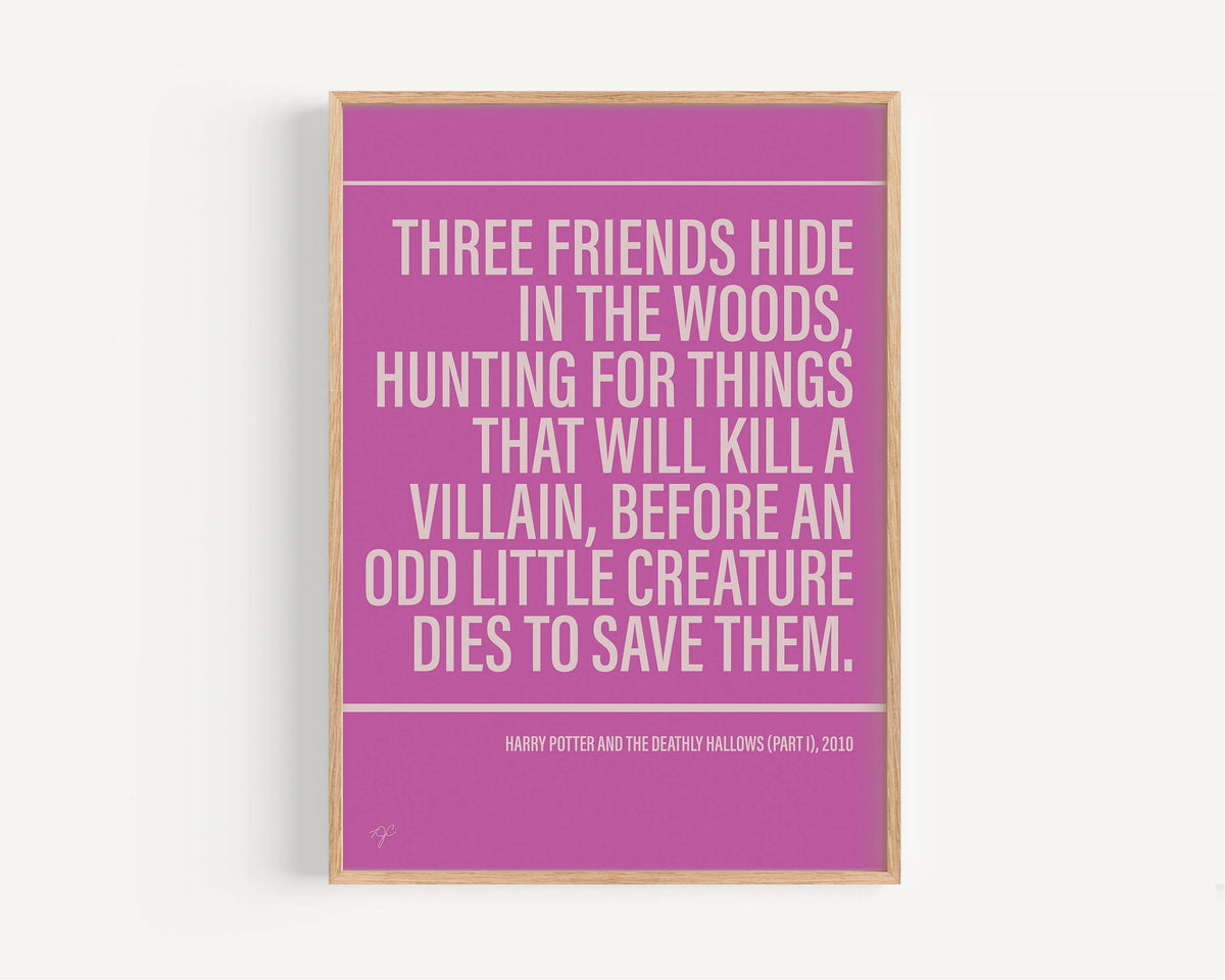 Deathly Hallows Part 1 print - Bright Pink