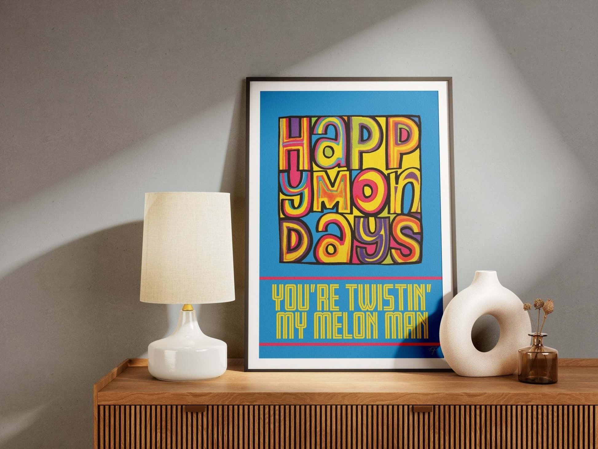 Happy Mondays Step On print - Striped Circle