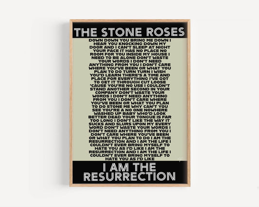 The Stone Roses I am the Resurrection lyrics print