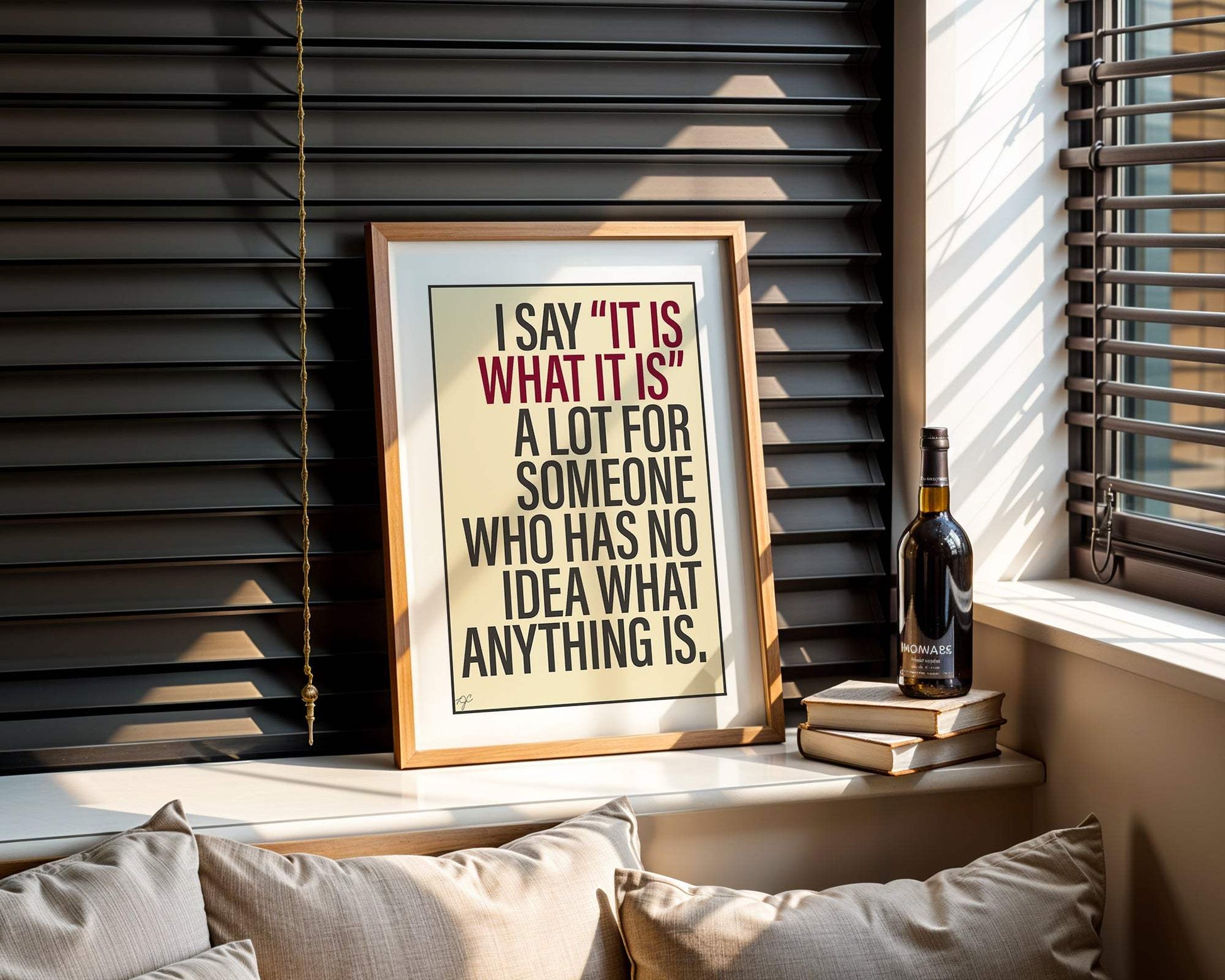 Colorful "It Is What It Is" witty wall art print for kitchen or gift shops