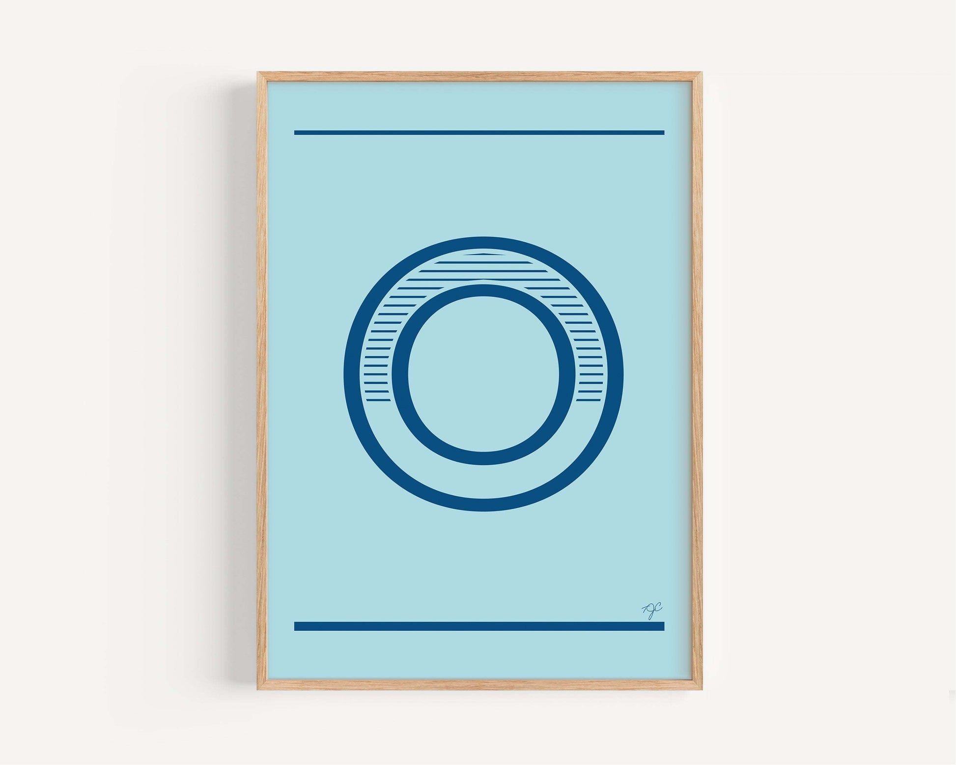 Stylish letter O alphabet print in vibrant color on matte fine art paper for wall decor