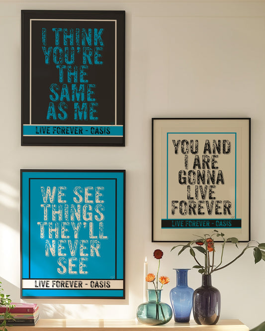 Live Forever Trilogy - A3 Prints x3 on a luxury matte fine art paper!