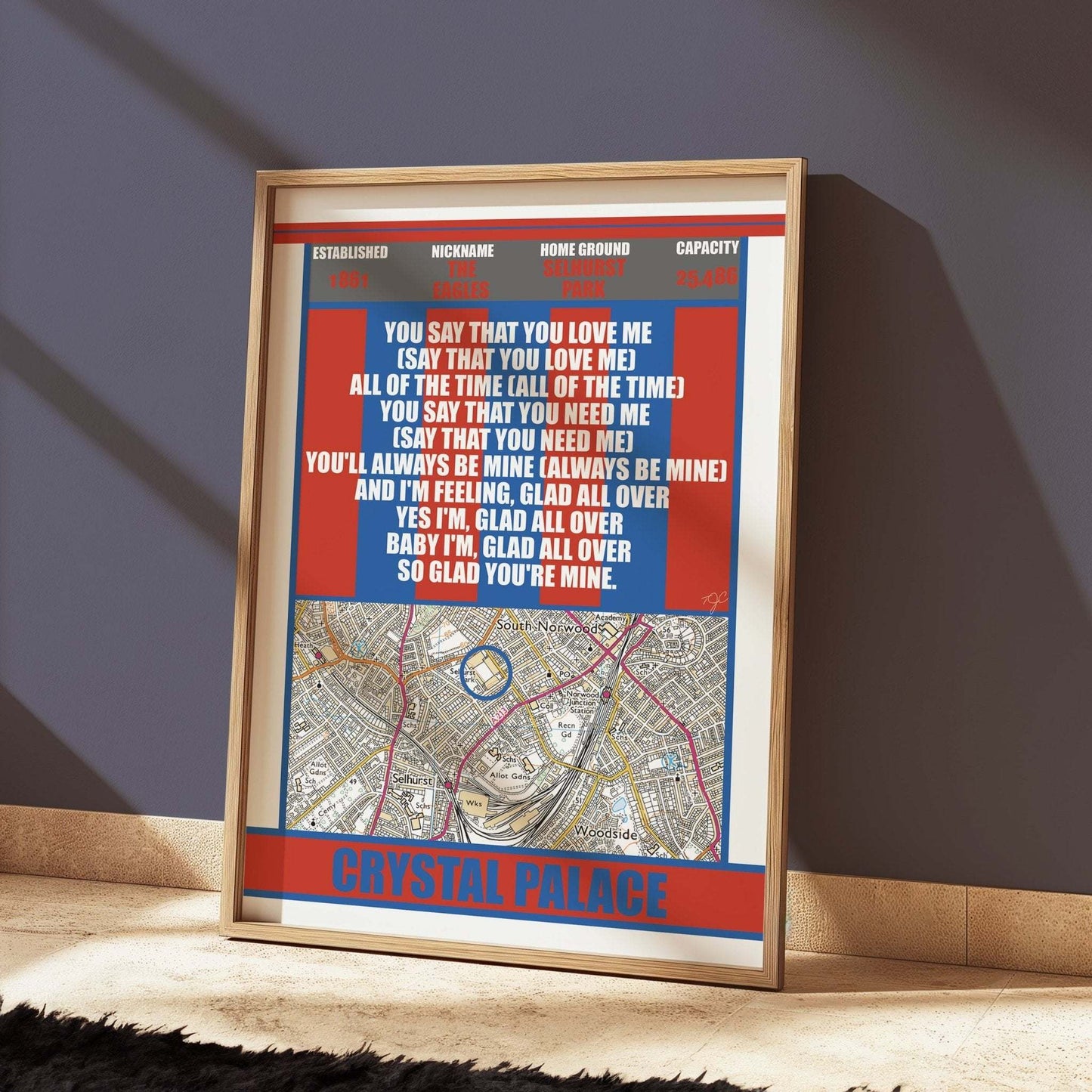 Crystal Palace Selhurst Park stadium print - Striped CircleA5 (148mm x 210mm)