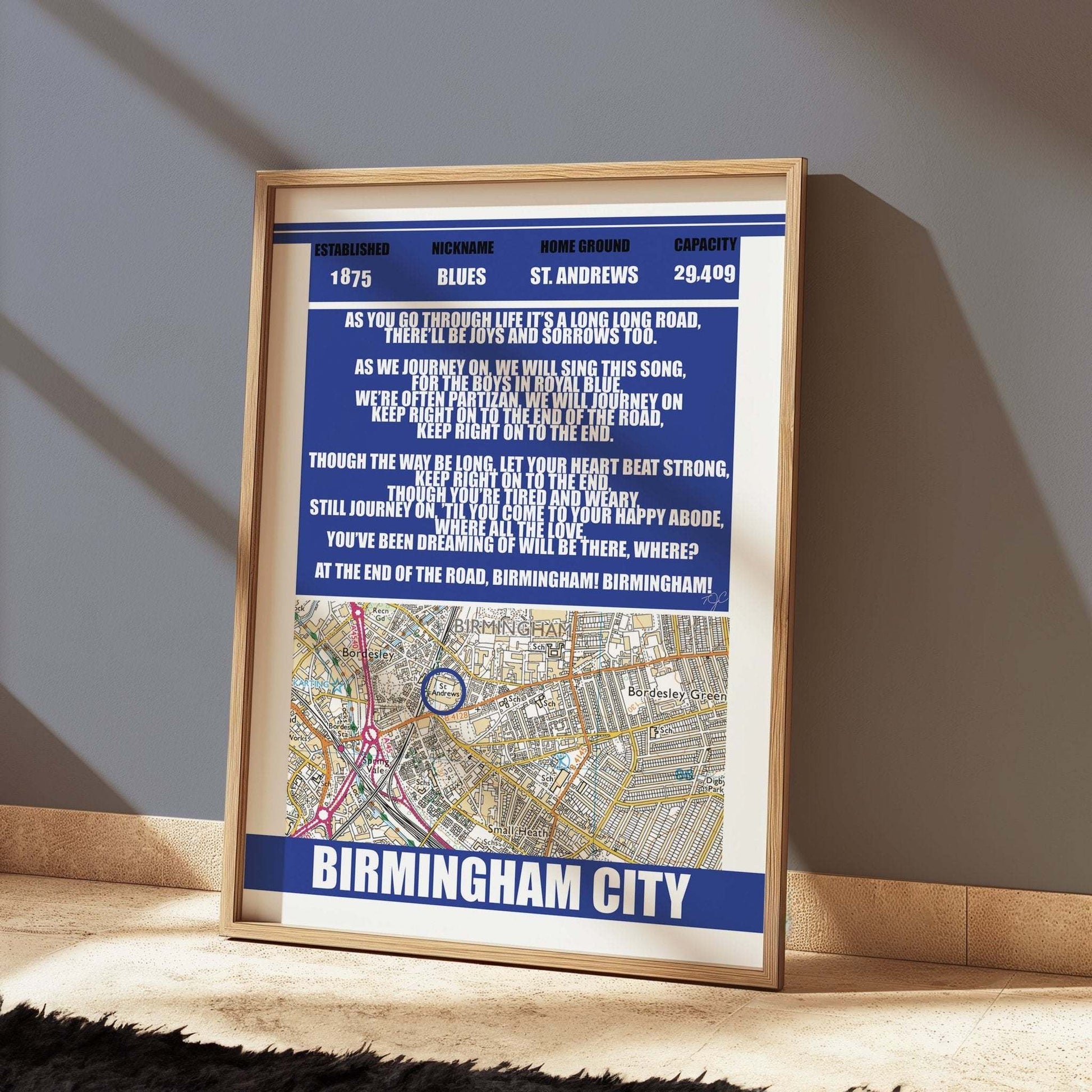 Birmingham City St Andrews stadium print - Striped CircleA5 (148mm x 210mm)