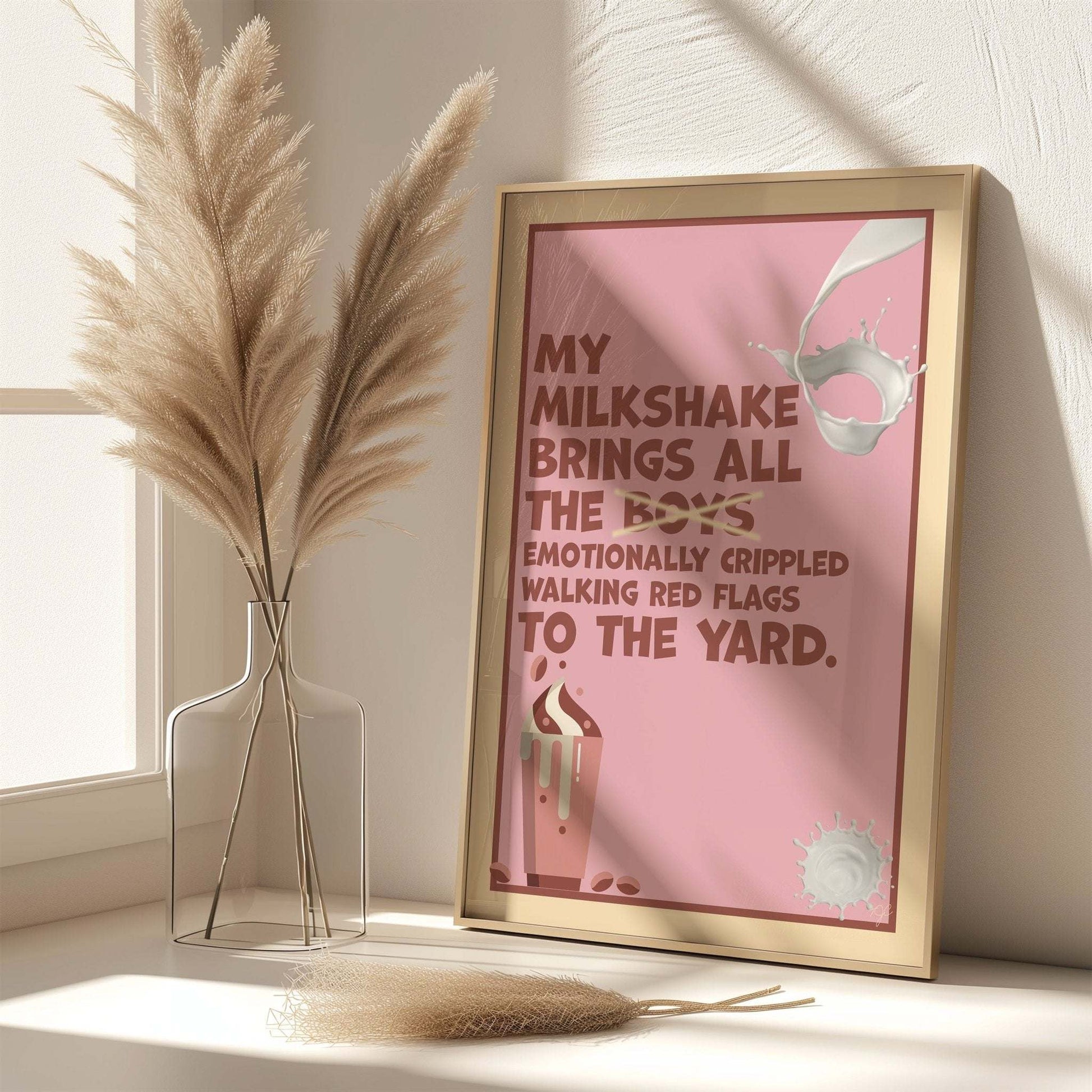 My Milkshake Brings all the Boys to the Yard Print - Striped Circle