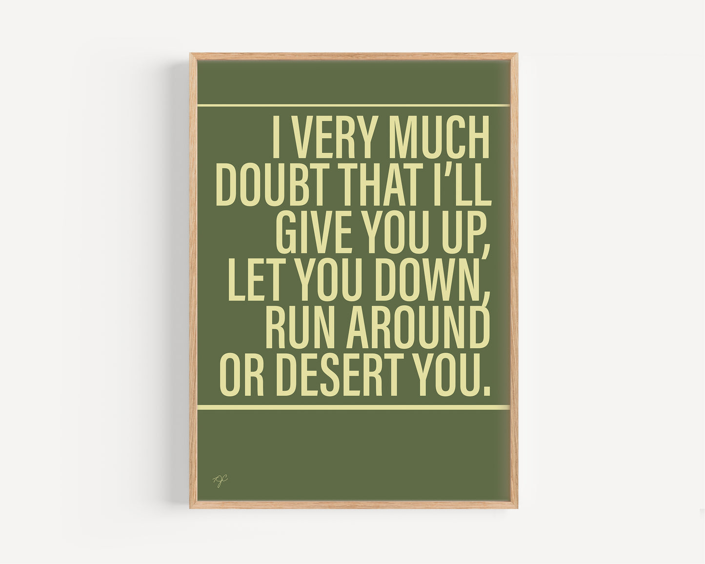 Never Gonna Give You Up Alternative Lyrics Music Print │ Song Lyric Wall Art UK