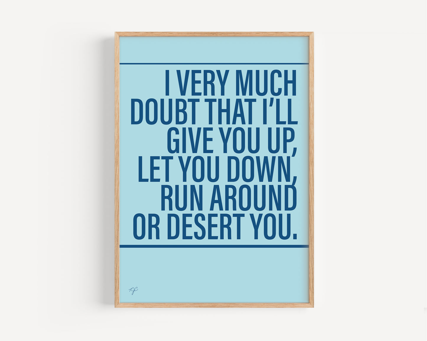 Never Gonna Give You Up Alternative Lyrics Music Print │ Song Lyric Wall Art UK
