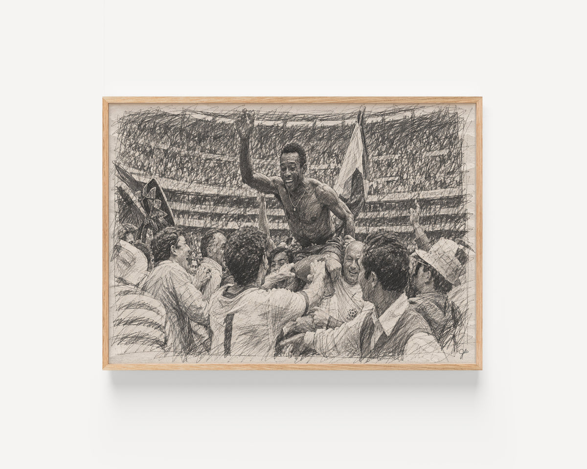 "Carried Shoulder High" Football Moment Pencil Sketch Print | UK