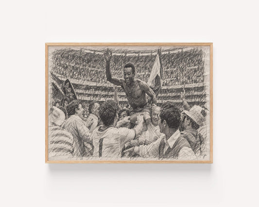 "Carried Shoulder High" Football Moment Pencil Sketch Print | UK