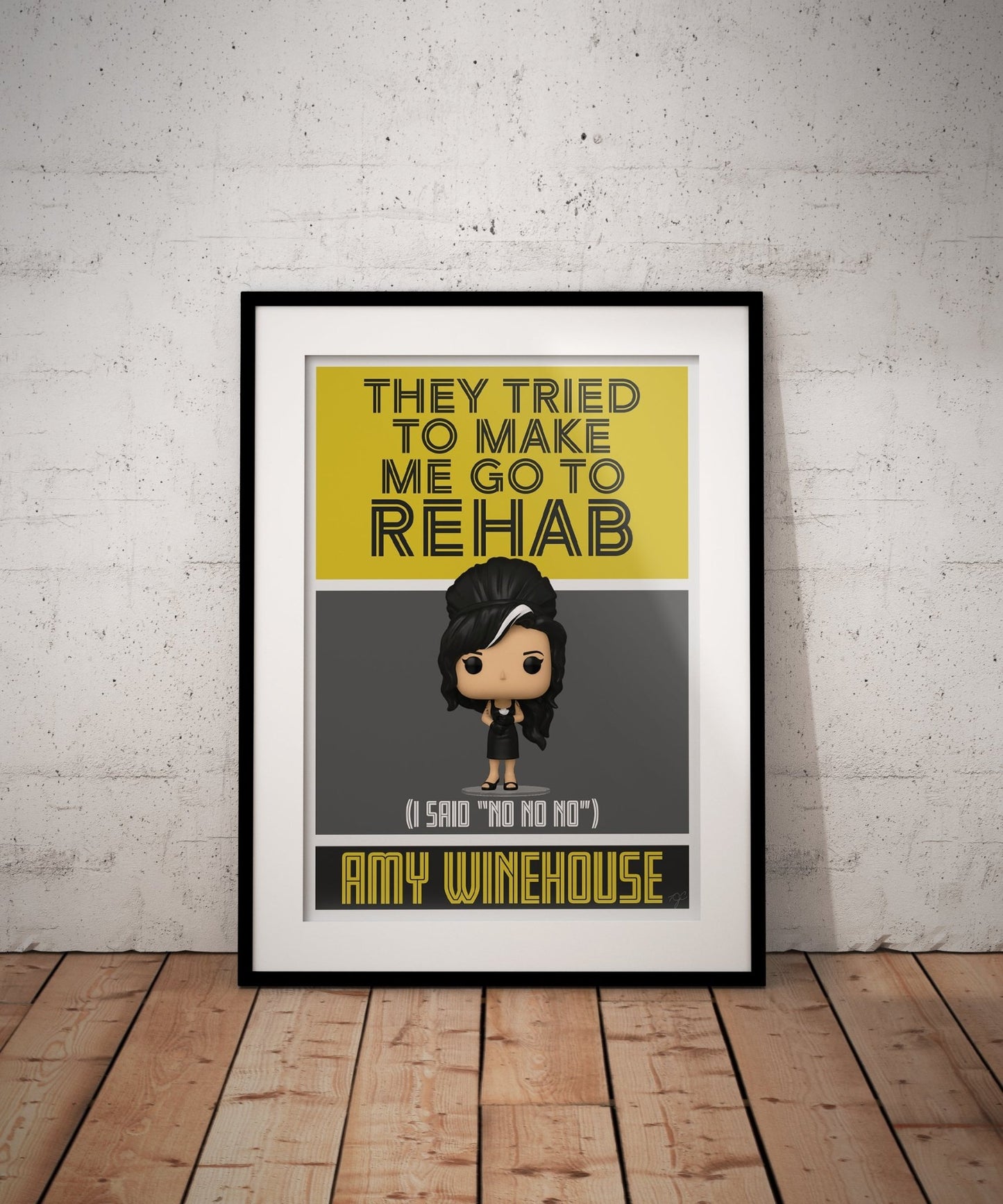 Amy Winehouse Rehab art print - Striped CircleA4