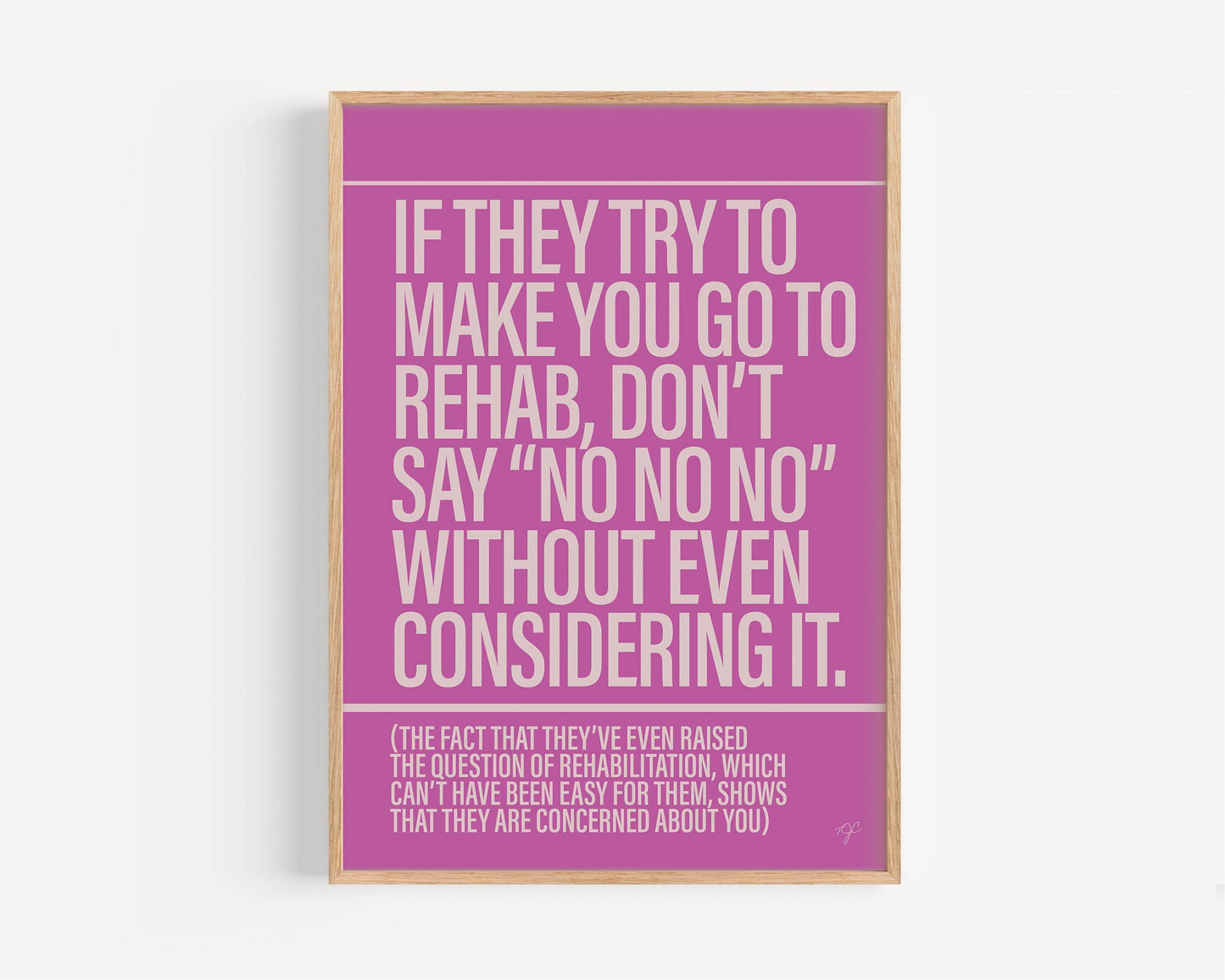 Rehab Amy Winehouse Alternative Lyrics Music Print | Song Lyric Wall Art UK | Striped Circle