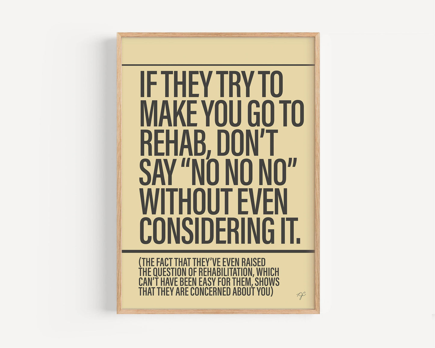 Rehab Amy Winehouse Alternative Lyrics Music Print | Song Lyric Wall Art UK | Striped Circle
