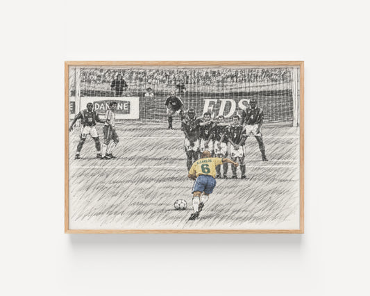 "The Impossible Free Kick" Football Moment Pencil Sketch Print | UK