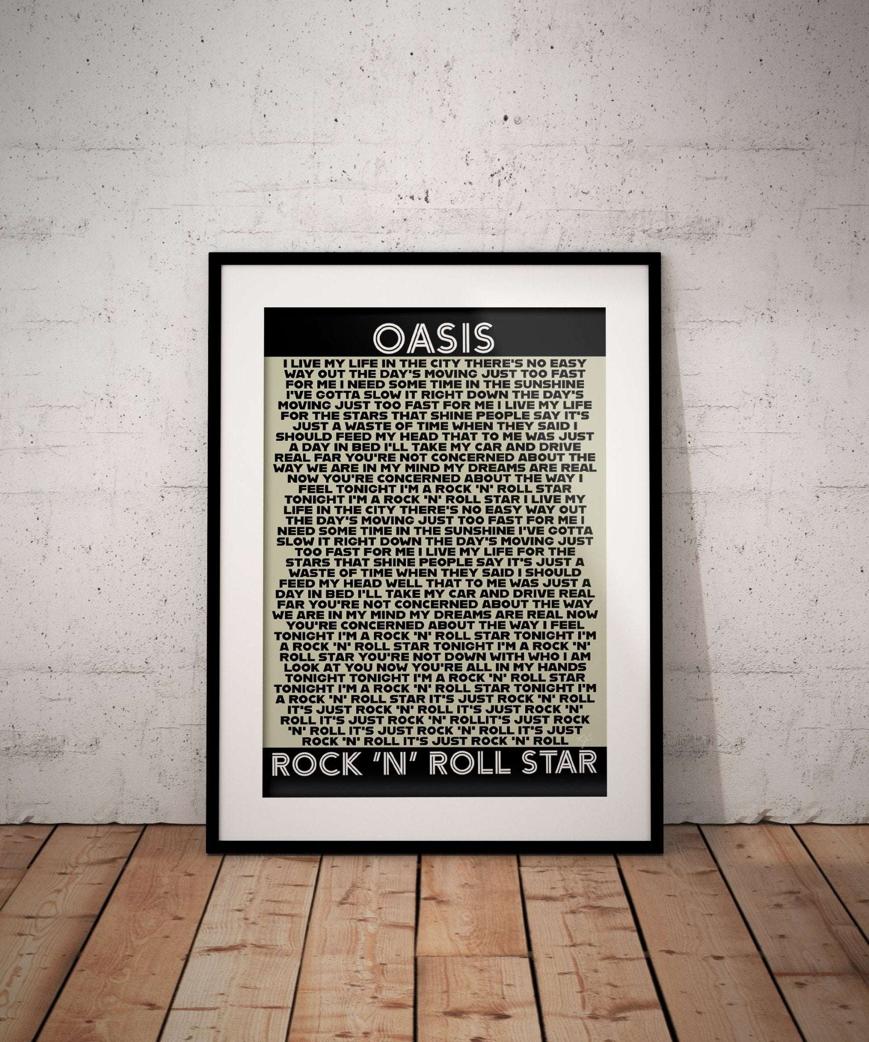 Rock 'N' Roll Star Oasis lyrics print - Striped Circle