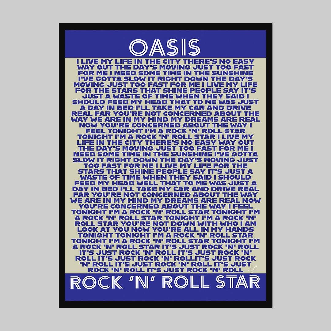 Rock 'N' Roll Star Oasis lyrics print - Striped Circle