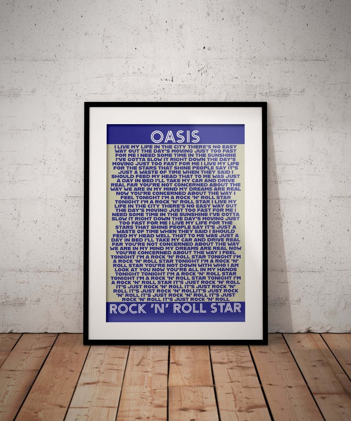 Rock 'N' Roll Star Oasis lyrics print - Striped Circle