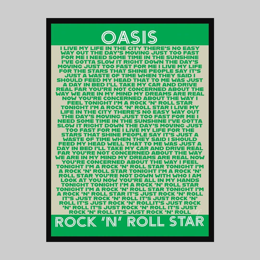 Rock 'N' Roll Star Oasis lyrics print - Striped Circle