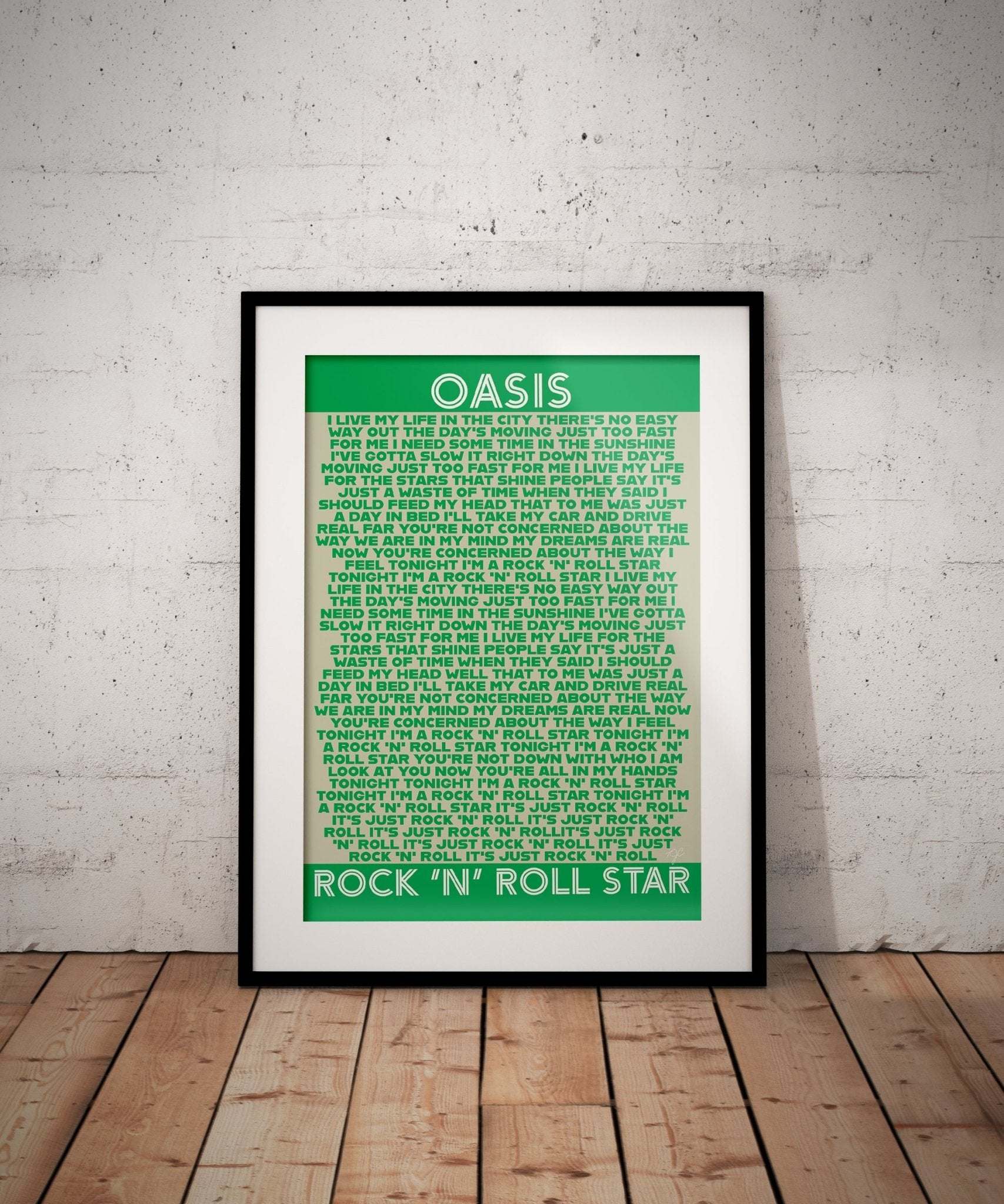 Rock 'N' Roll Star Oasis lyrics print - Striped Circle